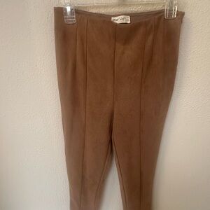 Women's Tan Suede Cropped Pants